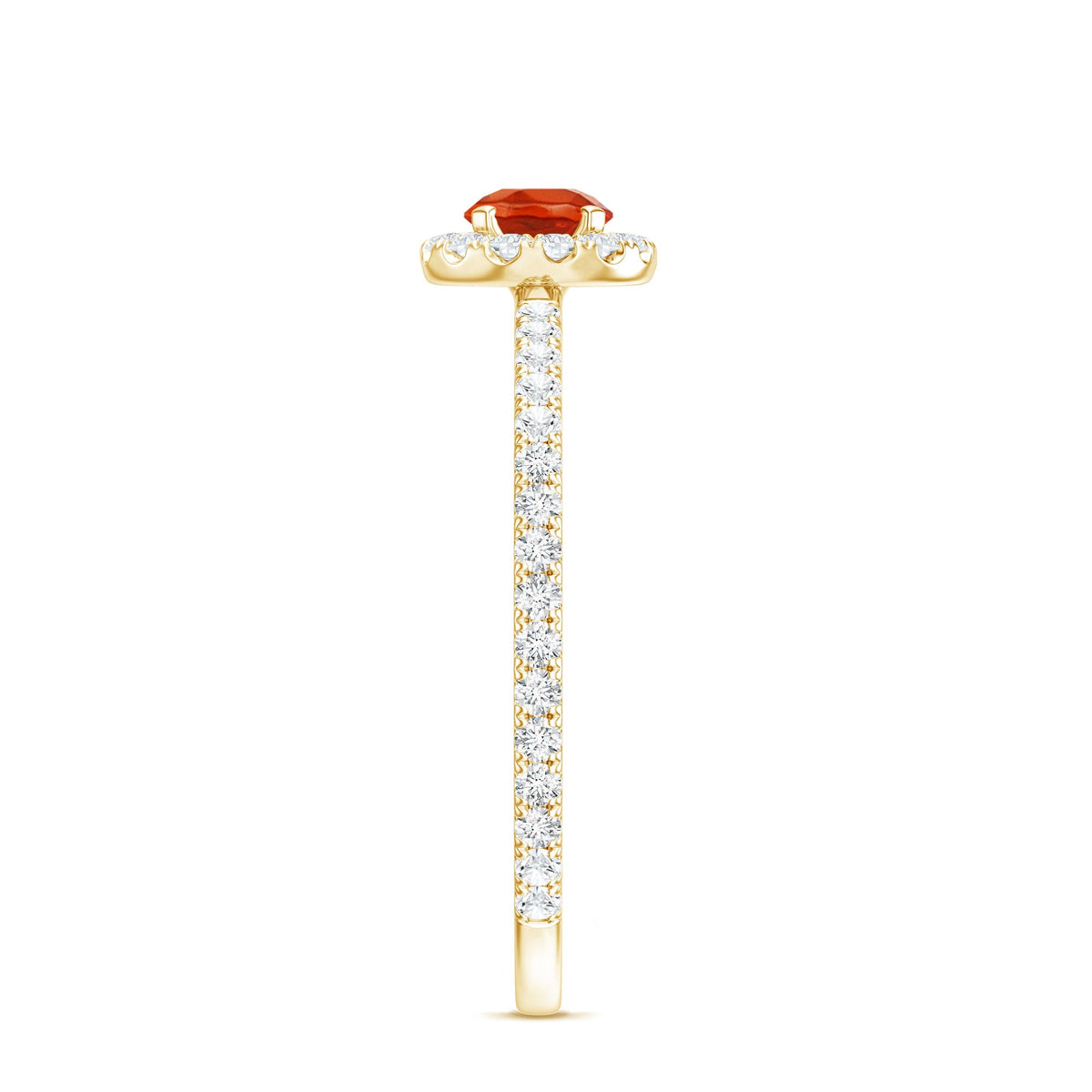 Round Fire Opal Minimal Engagement Ring with Diamond