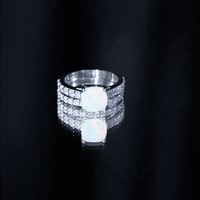 Certified Natural Ethiopian Opal Cushion Cut Engagement Ring with Wedding Band
