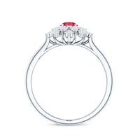 Lab Grown Ruby and Diamond Flower Cluster Engagement Ring