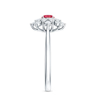 Lab Grown Ruby and Diamond Flower Cluster Engagement Ring