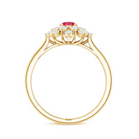 Lab Grown Ruby and Diamond Flower Cluster Engagement Ring
