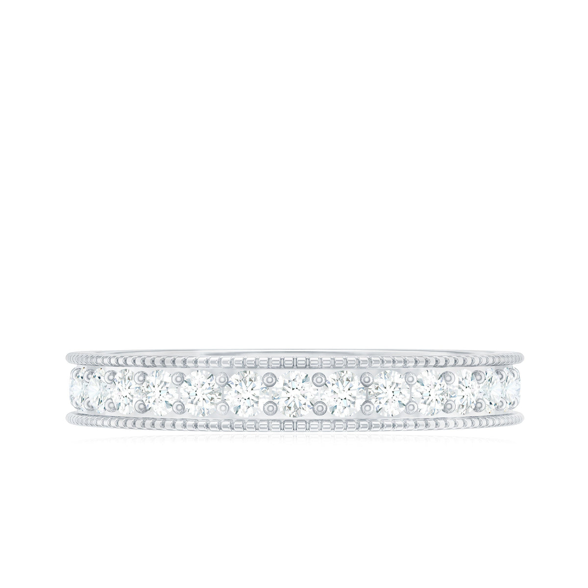 Moissanite Band Ring with Milgrain Detailing