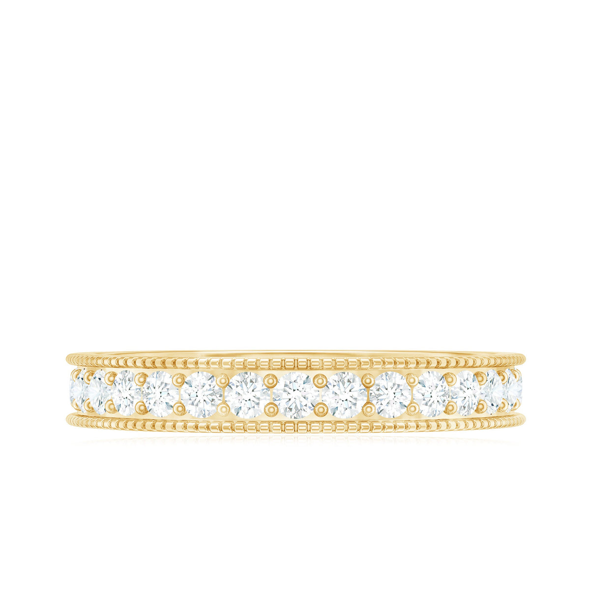 Moissanite Band Ring with Milgrain Detailing