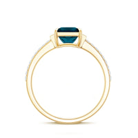 6mm Princess Cut London Blue Topaz Classic Engagement Ring with Diamond