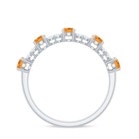 Natural Citrine Diamond Half Eternity Ring for Anniversary