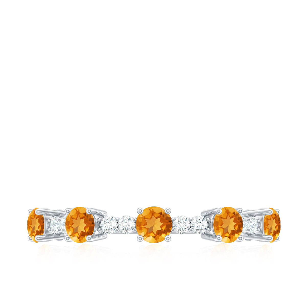 Natural Citrine Diamond Half Eternity Ring for Anniversary