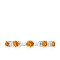 Natural Citrine Diamond Half Eternity Ring for Anniversary