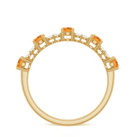 Natural Citrine Diamond Half Eternity Ring for Anniversary