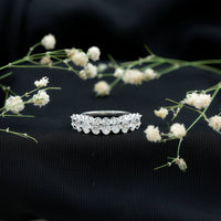 Oval Moissanite Half Eternity Wedding Band Ring