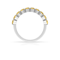 Simple Round Citrine Half Eternity Band Ring