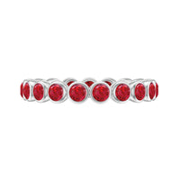 Bezel Set Round Shape Lab Created Ruby Eternity Ring