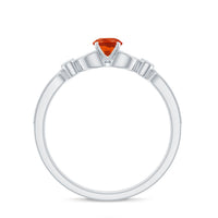 Minimal fire opal and diamond promise ring by Rosec Jewels featuring a sleek band with vibrant fire opal and sparkling diamonds.