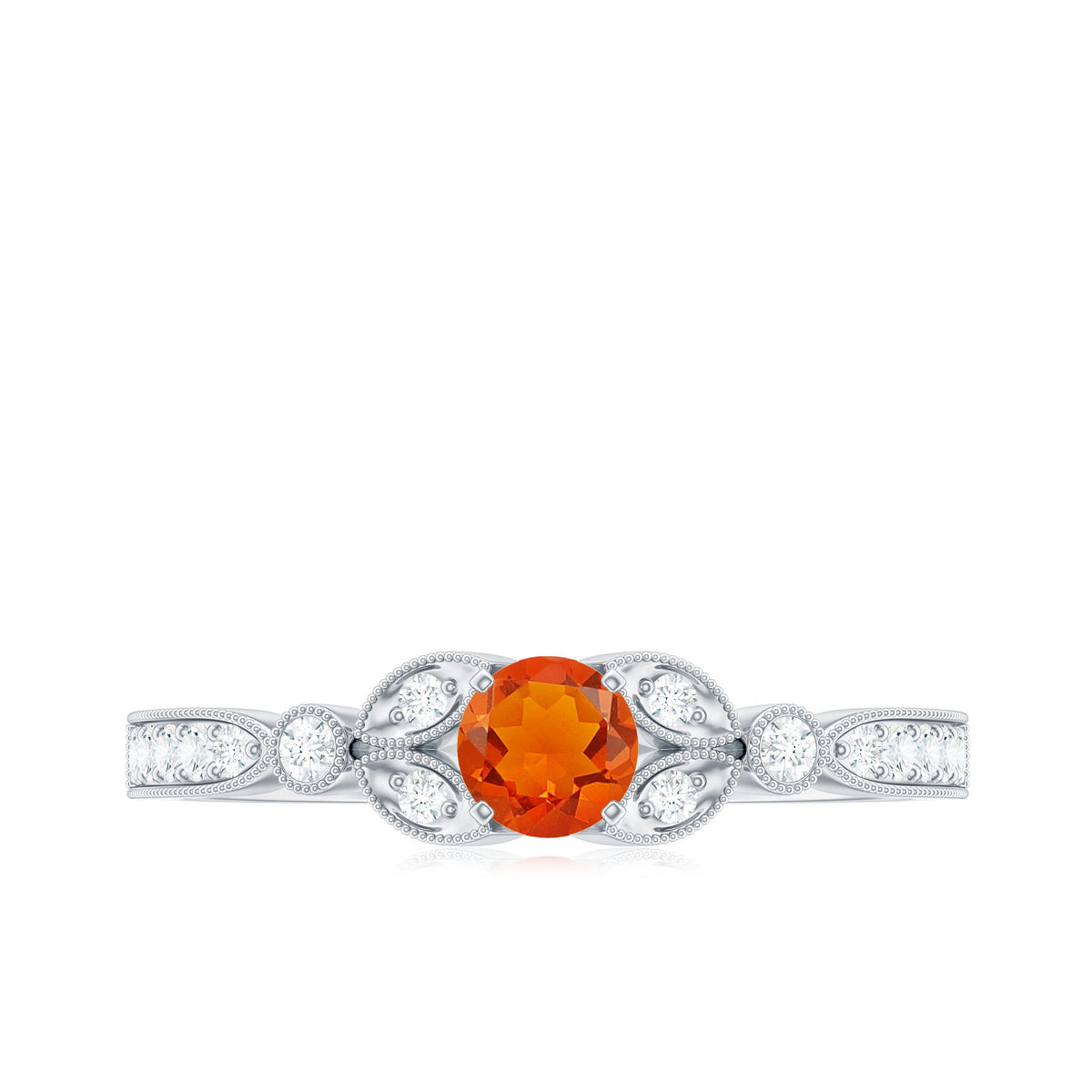 Minimal Fire Opal and Diamond Promise Ring by Rosec Jewels featuring a sleek band with a vibrant fire opal and sparkling diamonds.