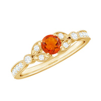 Minimal Fire Opal and Diamond Promise Ring by Rosec Jewels, featuring a sleek design with vibrant fire opal and sparkling diamonds.