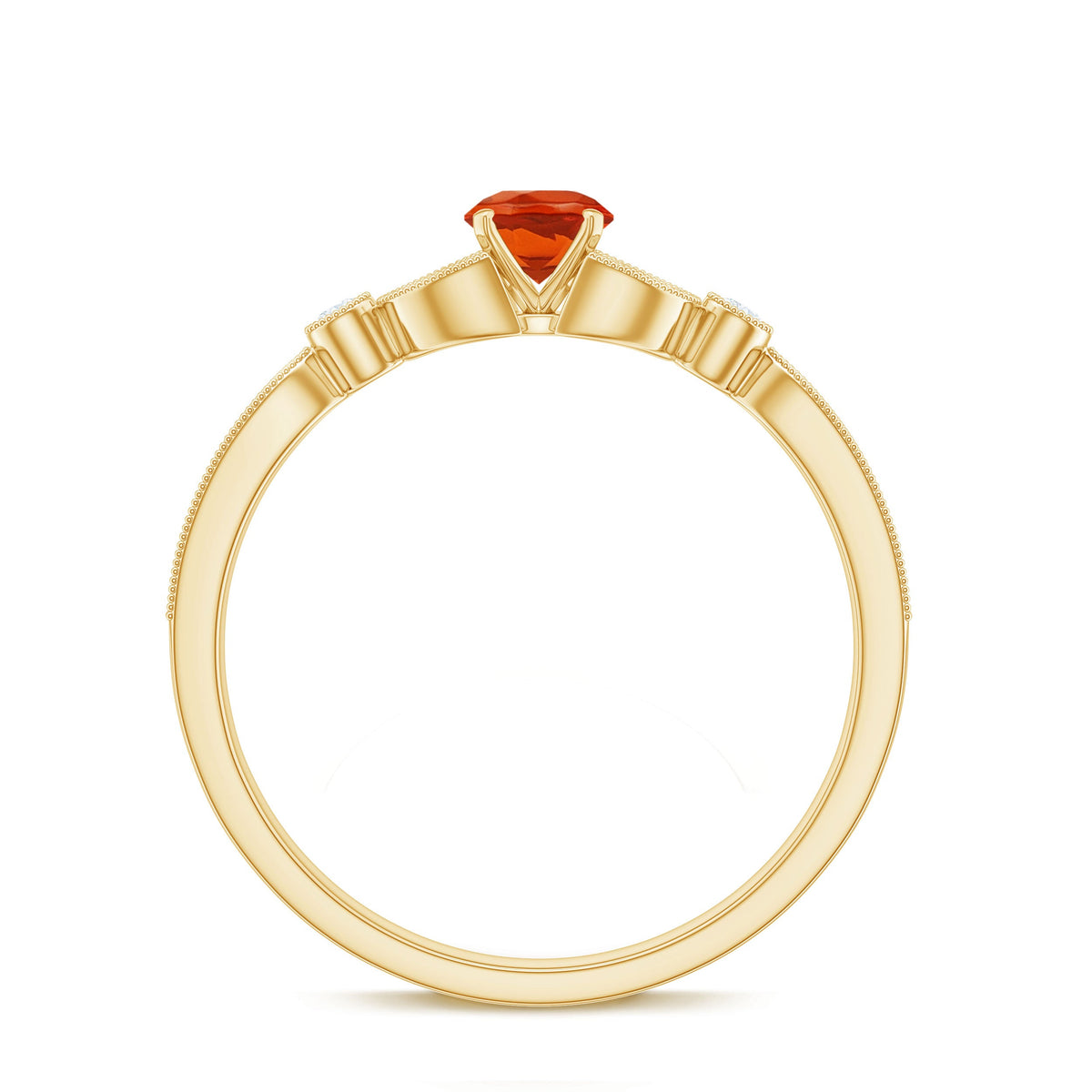 Minimal Fire Opal and Diamond Promise Ring by Rosec Jewels, featuring a sleek band with a vibrant fire opal and small sparkling diamonds.