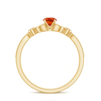 Minimal Fire Opal and Diamond Promise Ring by Rosec Jewels, featuring a sleek band with a vibrant fire opal and small sparkling diamonds.