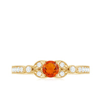 Minimal fire opal and diamond promise ring from Rosec Jewels, featuring a sleek design with vibrant opal and sparkling diamonds.