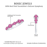 Certified Pink Tourmaline Half Eternity Band Ring