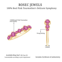 Certified Pink Tourmaline Half Eternity Band Ring