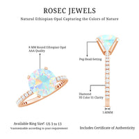 2 Carat Ethiopian Rainbow Opal Diamond Engagement Ring with Certificate