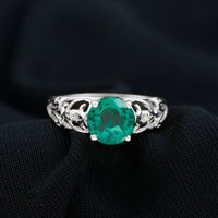 Certified 2 Carat Lab Grown Emerald Antique Engagement Ring