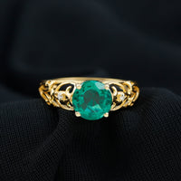 Certified 2 Carat Lab Grown Emerald Antique Engagement Ring