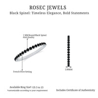 Certified Real Black Spinel Eternity Stackable Ring