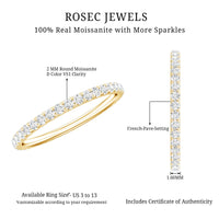 Certified French Pave Set Moissanite Stackable Full Eternity Ring
