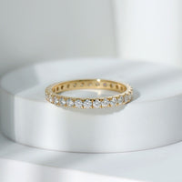 Certified French Pave Set Moissanite Stackable Full Eternity Ring