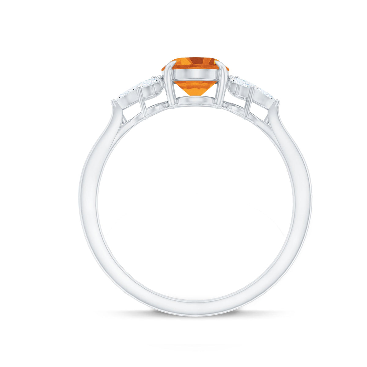 Certified Real 6X8mm Citrine Oval Engagement Ring with Diamond Trio