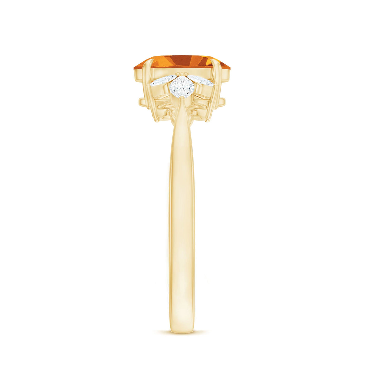 Certified Real 6X8mm Citrine Oval Engagement Ring with Diamond Trio