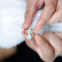 1.2 Carat Natural Rainbow Opal Oval Engagement Ring with Diamond