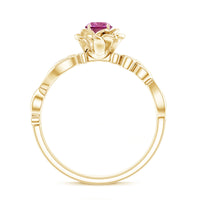 Rosec Jewels pink tourmaline and diamond engagement ring featuring a delicate floral-inspired design with sparkling stones.