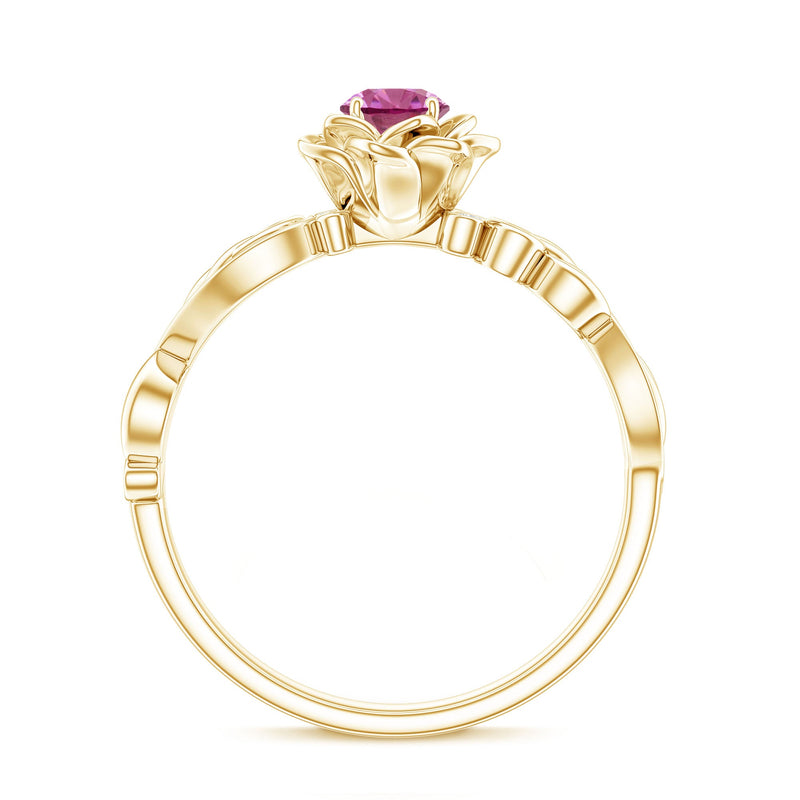 Rosec Jewels pink tourmaline and diamond engagement ring featuring a delicate floral-inspired design with sparkling stones.