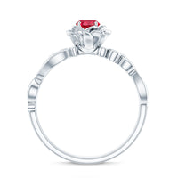 Nature Inspired Engagement Ring with Lab Ruby and Diamonds