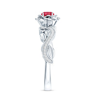 Nature Inspired Engagement Ring with Lab Ruby and Diamonds