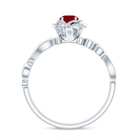 Nature Inspired 0.6 Carat Ruby Diamond Engagement Ring for Women