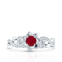 Nature Inspired 0.6 Carat Ruby Diamond Engagement Ring for Women