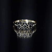 Certified Black Onyx Flower Engagement Ring