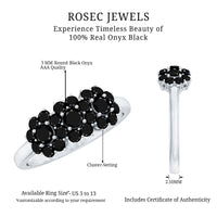 Certified Black Onyx Flower Engagement Ring