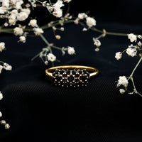 Certified Black Onyx Flower Engagement Ring