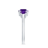 Real Amethyst 3 Stone Engagement Ring for Women