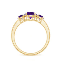 Real Amethyst 3 Stone Engagement Ring for Women