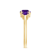 Real Amethyst 3 Stone Engagement Ring for Women