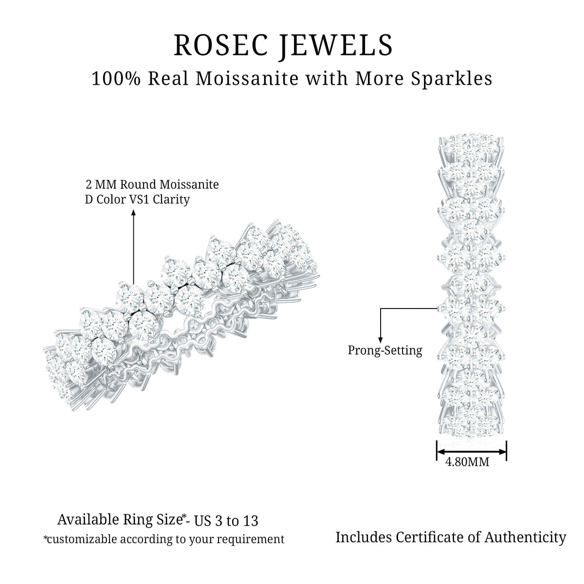 Cluster Wedding Band for Women with Moissanite