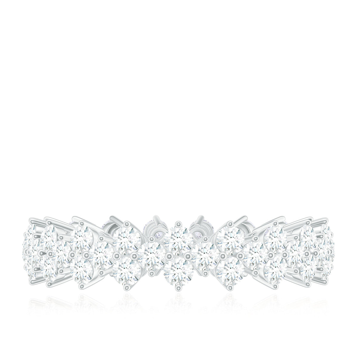 Cluster Wedding Band for Women with Moissanite