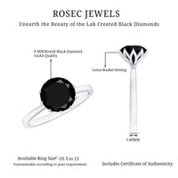 Certified 2 Carat Lab Grown Black Diamond Solitaire Engagement Ring