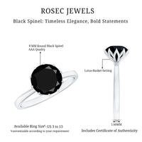 Natural 2.68 Carat Black Spinel Solitaire Engagement Ring