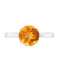 Real Solitaire Citrine Engagement Ring in Lotus Basket Setting