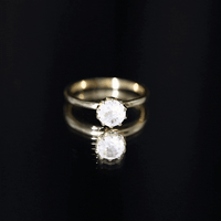 Natural Moonstone Solitaire Ring in Lotus Basket Setting